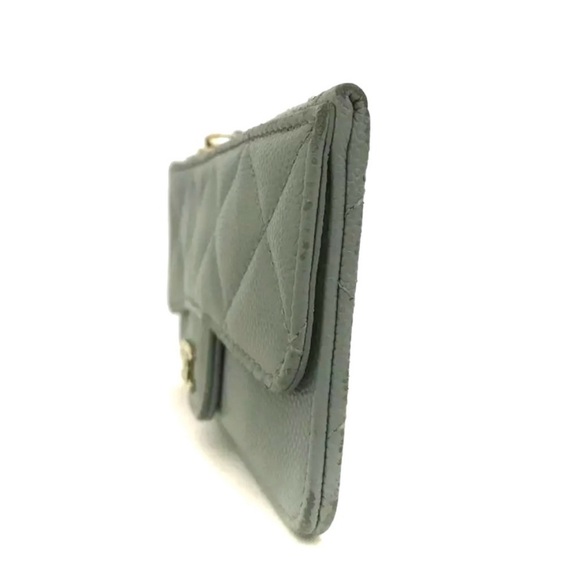 💯 CHANEL Quilted Matelasse CC Logo Caviar Skin Coin Purse Wallet w/ COA card - Picture 2 of 6